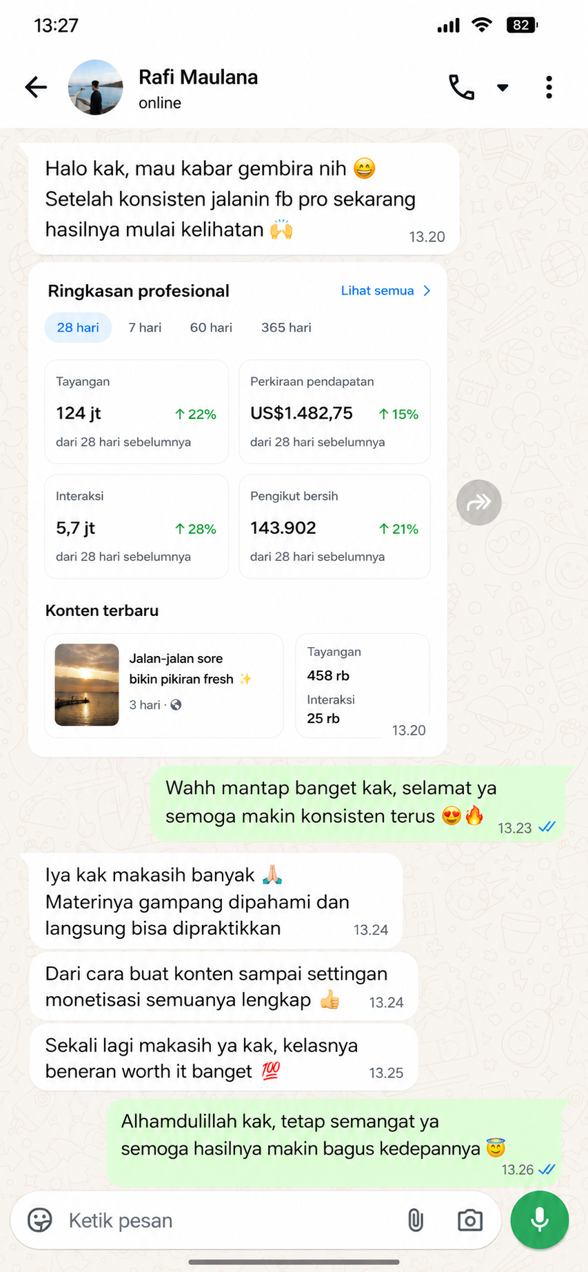 Bukti Penghasilan Rafi Maulana
